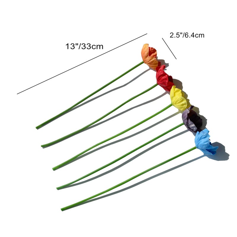 Mandy's PU Multicolor Poppy Artificial Flowers 30 Stems 11.6" Realistic Faux Flowers for Thanksgiving and Christmas Decorations Wedding Centerpiece Home Decor DIY Arrangements - Image 2